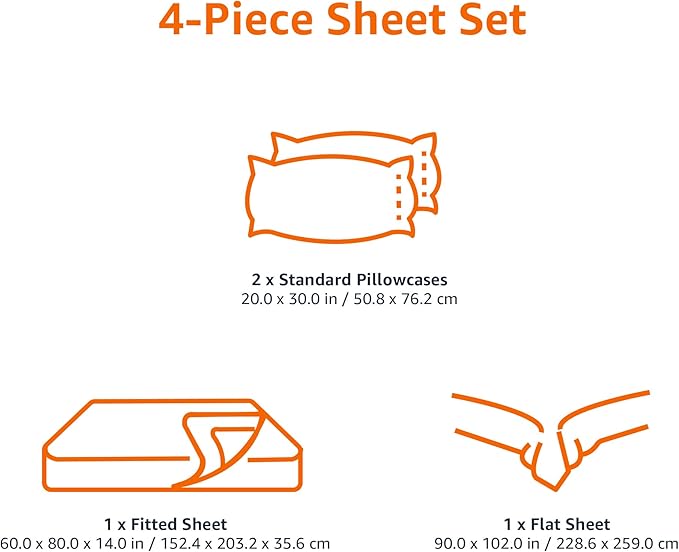 Basics Lightweight Super Soft, Wrinkle-Free, Breathable Microfiber 4 Piece Bed Sheet Set with 14-Inch Deep Pockets, Queen, Cream, Solid
